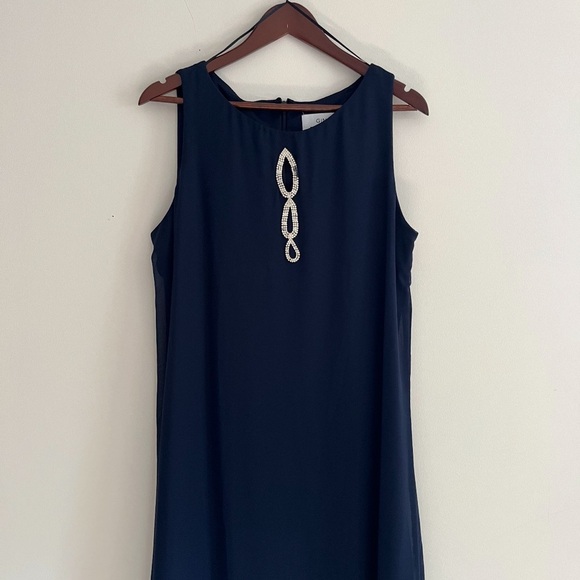 LUXURY GIFT FOR MOM | Gina Bacconi Navy Blue Dress, Elegant - Picture 3 of 9